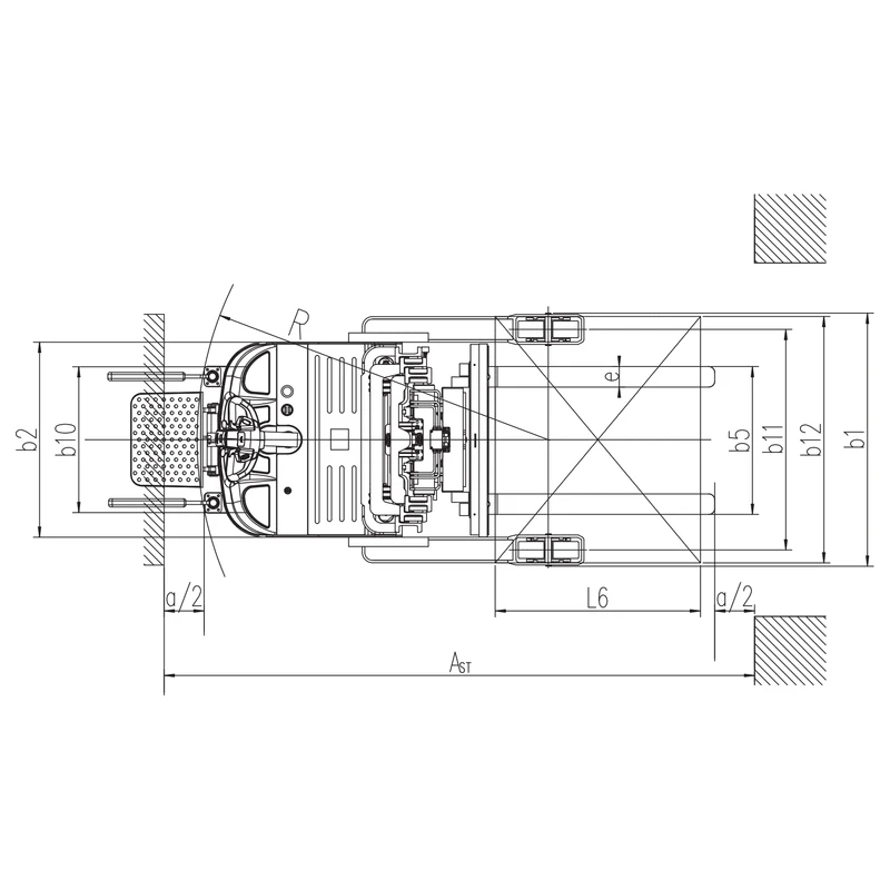 Elektro-Schub-Hochhubwagen EVV12DS/EVV15DS mit Gabelvorschub – Ansicht 3