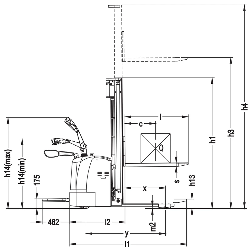 Elektro-Breitspur-Hochhubwagen EVV10PV-P/EVV12PV-P/EVV15PV-P mit Fahrerplattform – Ansicht 2