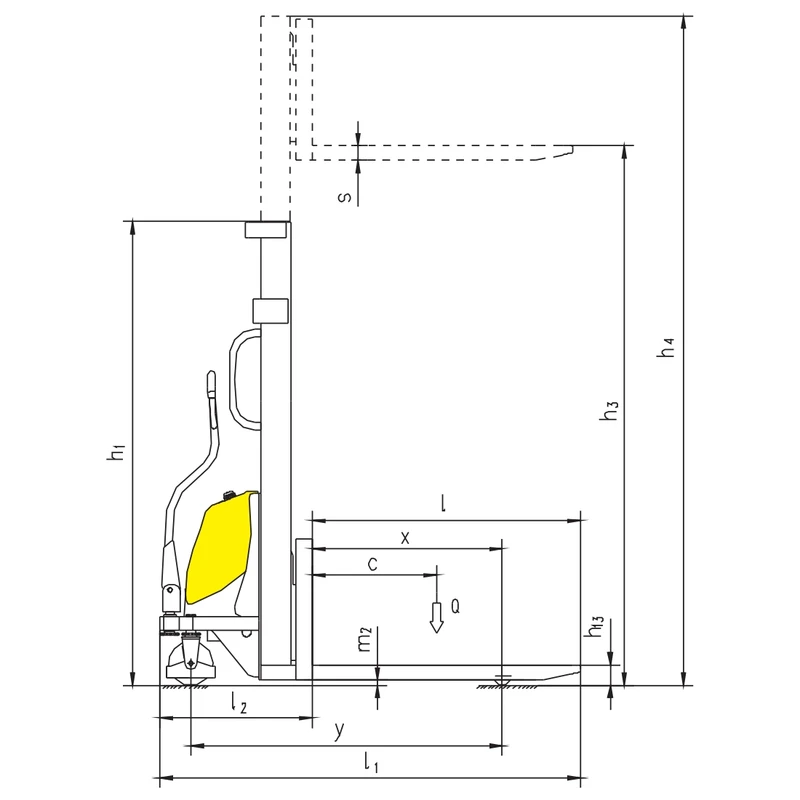 Semi-elektrischer Lager-Hochhubwagen PEVV10/PEVV15, Produktansicht 2