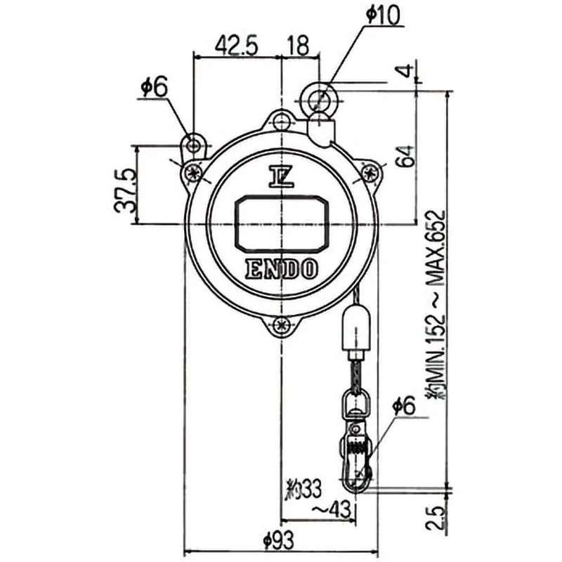 ENDO Zero-Gravity-Federzug EK-00 für 0,5–1,5 kg – Produktansicht 3