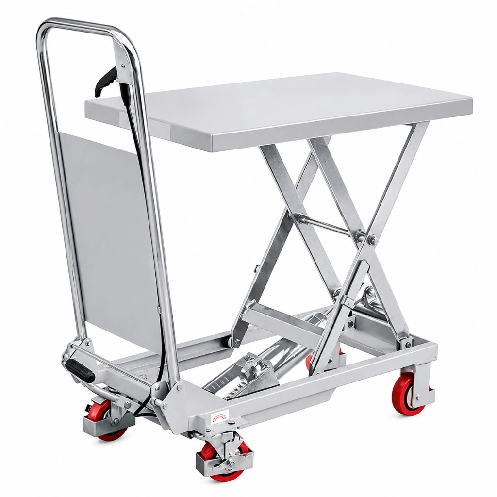 Mobiler Edelstahl-Hubtisch (MPS150S), 150 kg